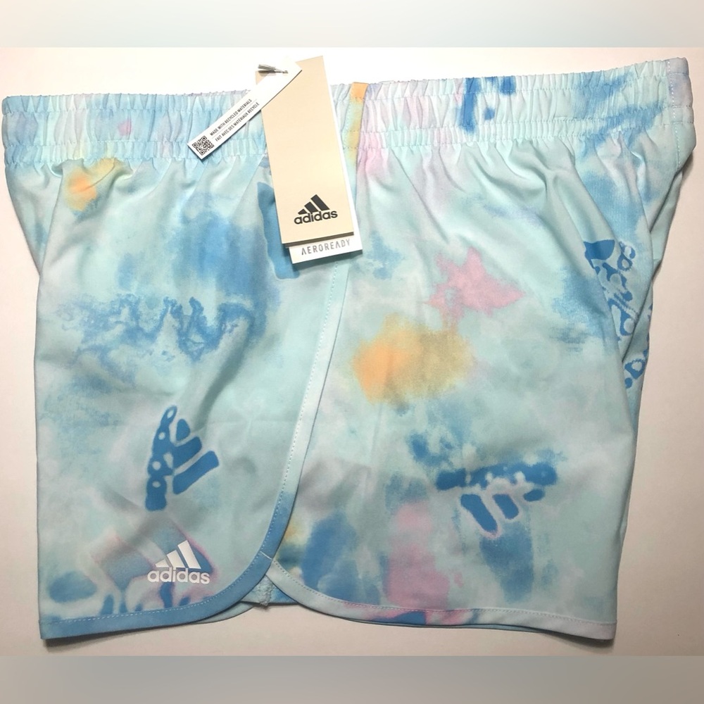 Girls Running Short Adidas Athletic Youth Sports Training Active Wear Blue XL+